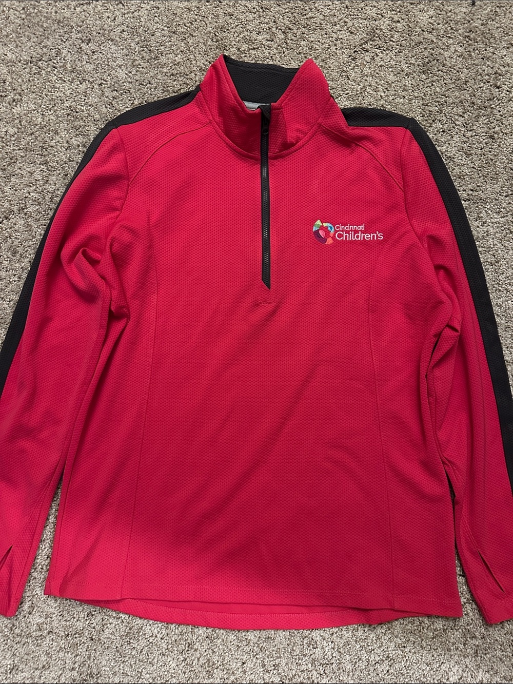 Sport-Tek Pink/Dark Grey 1/4 Zip Performance Pullover Cincinnati Children”s Logo